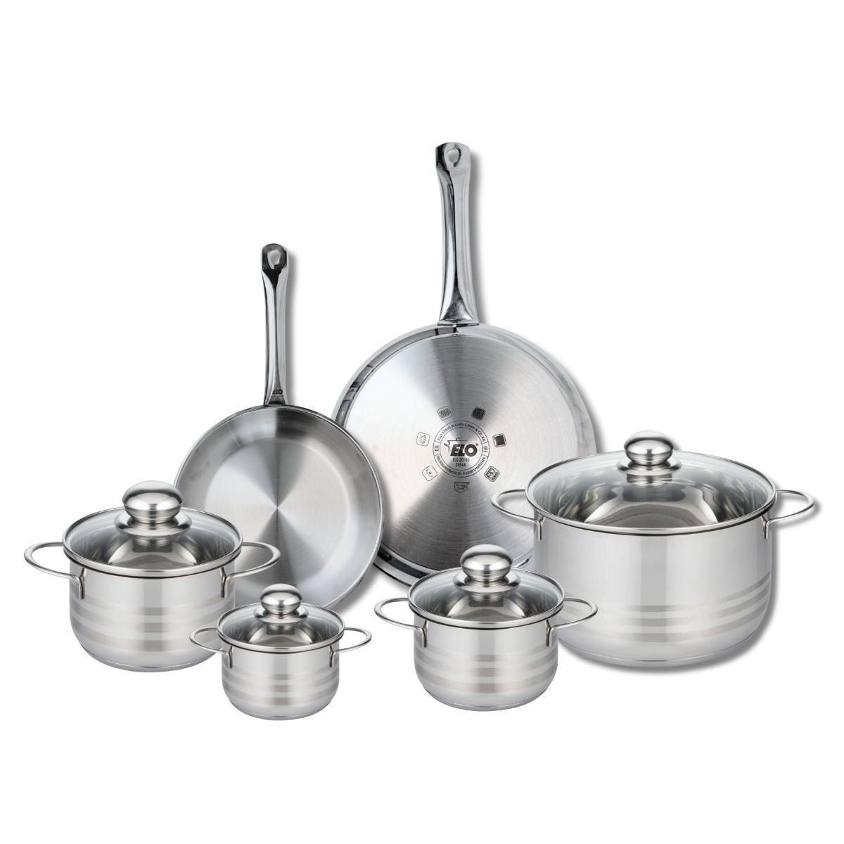 2 poêles 24/28cm + 4 faitouts 12/14/16/24cm PROFI BRILLANT gris, ELO
