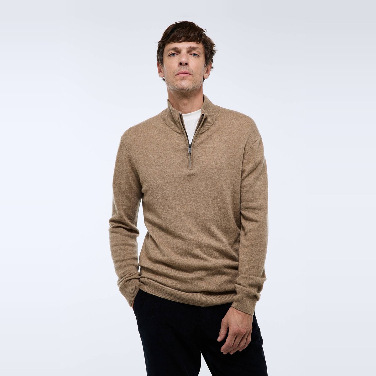 Pull Col Camionneur, Laine Et Cachemire, Certifié Oekotex denim melange, MONOPRIX