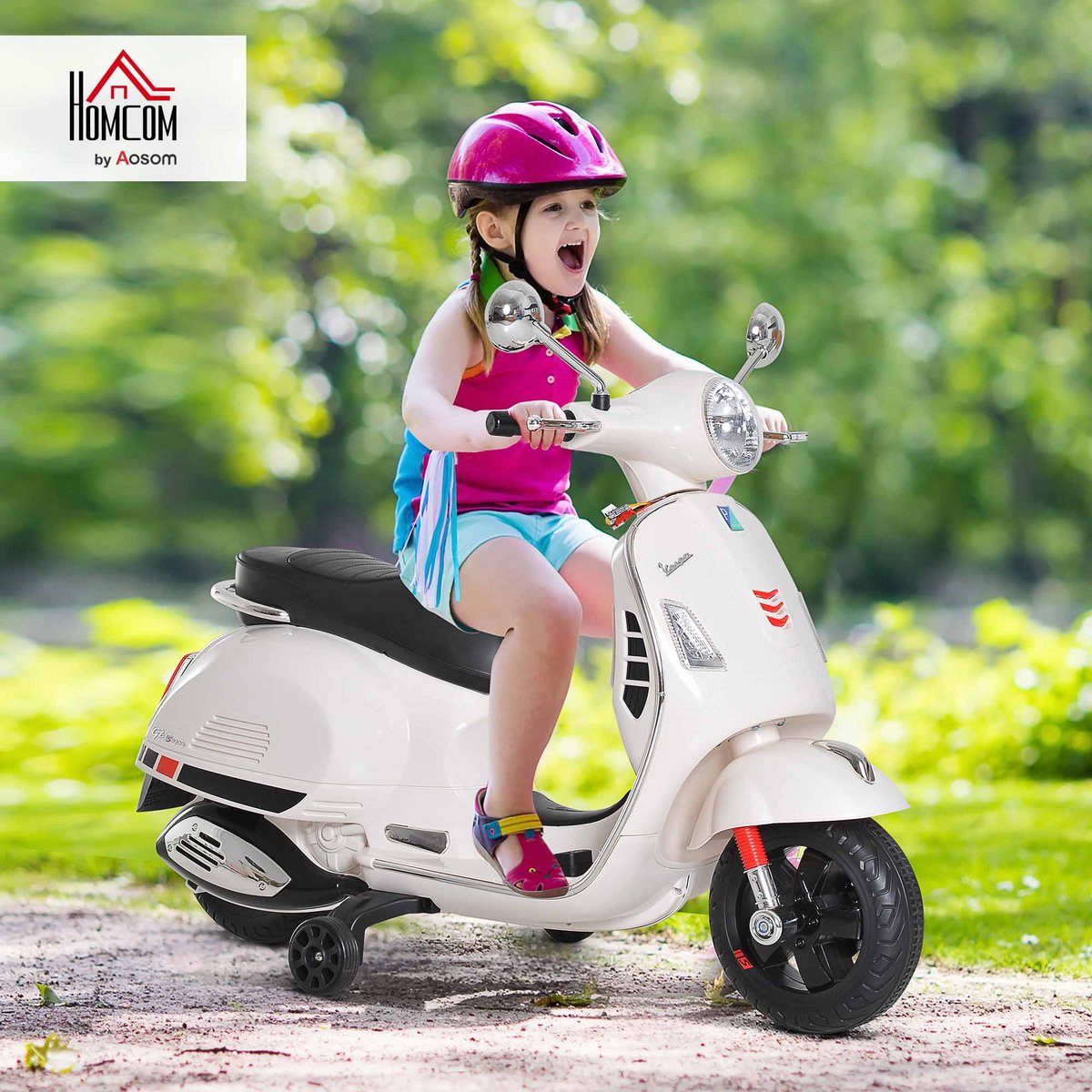 Moto électrique à conducteur assis Plastique blanc, HOMCOM