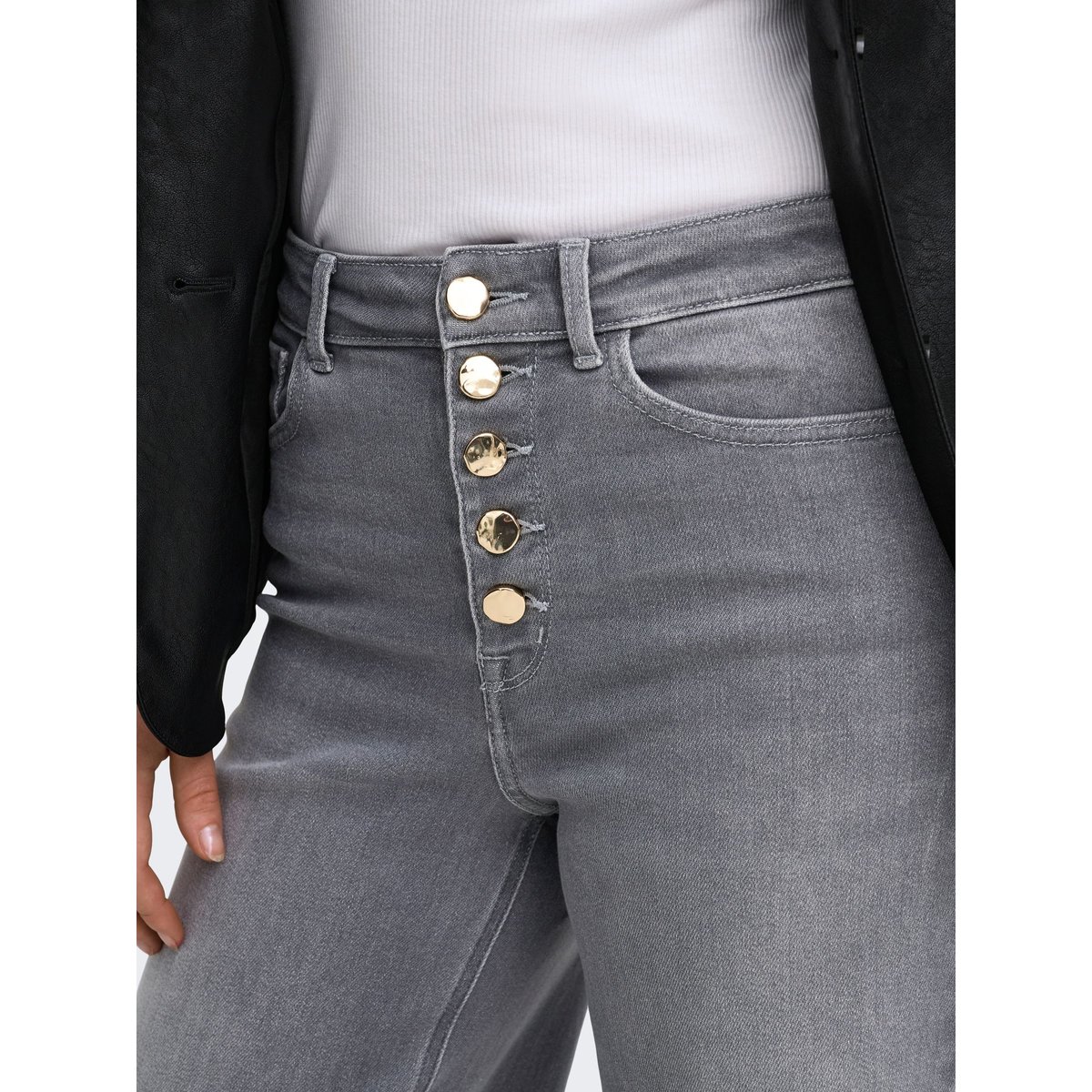Jean À Jambe Large light grey denim, ONLY