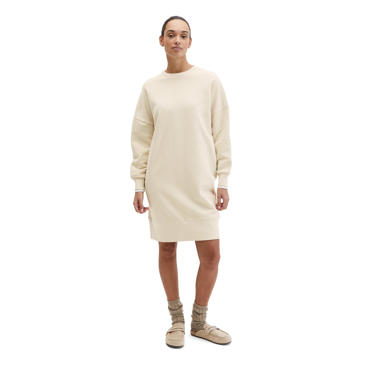 Robe droite en sweat à logo avec du coton recyclé hellgrau, MARC O'POLO