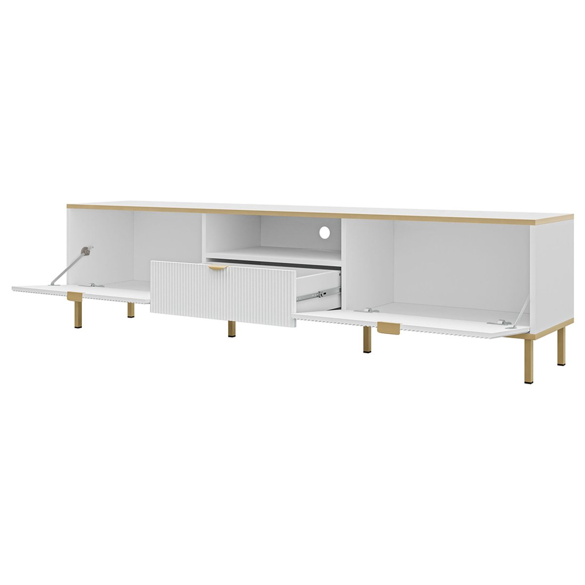 Meuble TV - HOPE blanc / doré, BEST MOBILIER