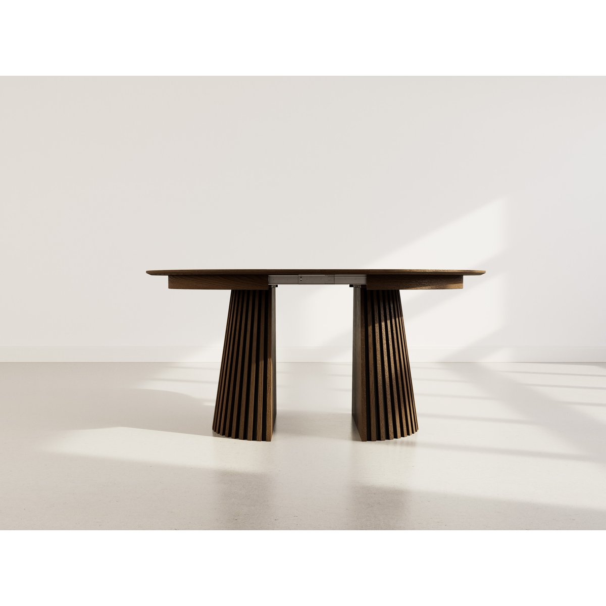 Table à manger ronde extensible bois 4-8pl, FREYA marron, BEST MOBILIER