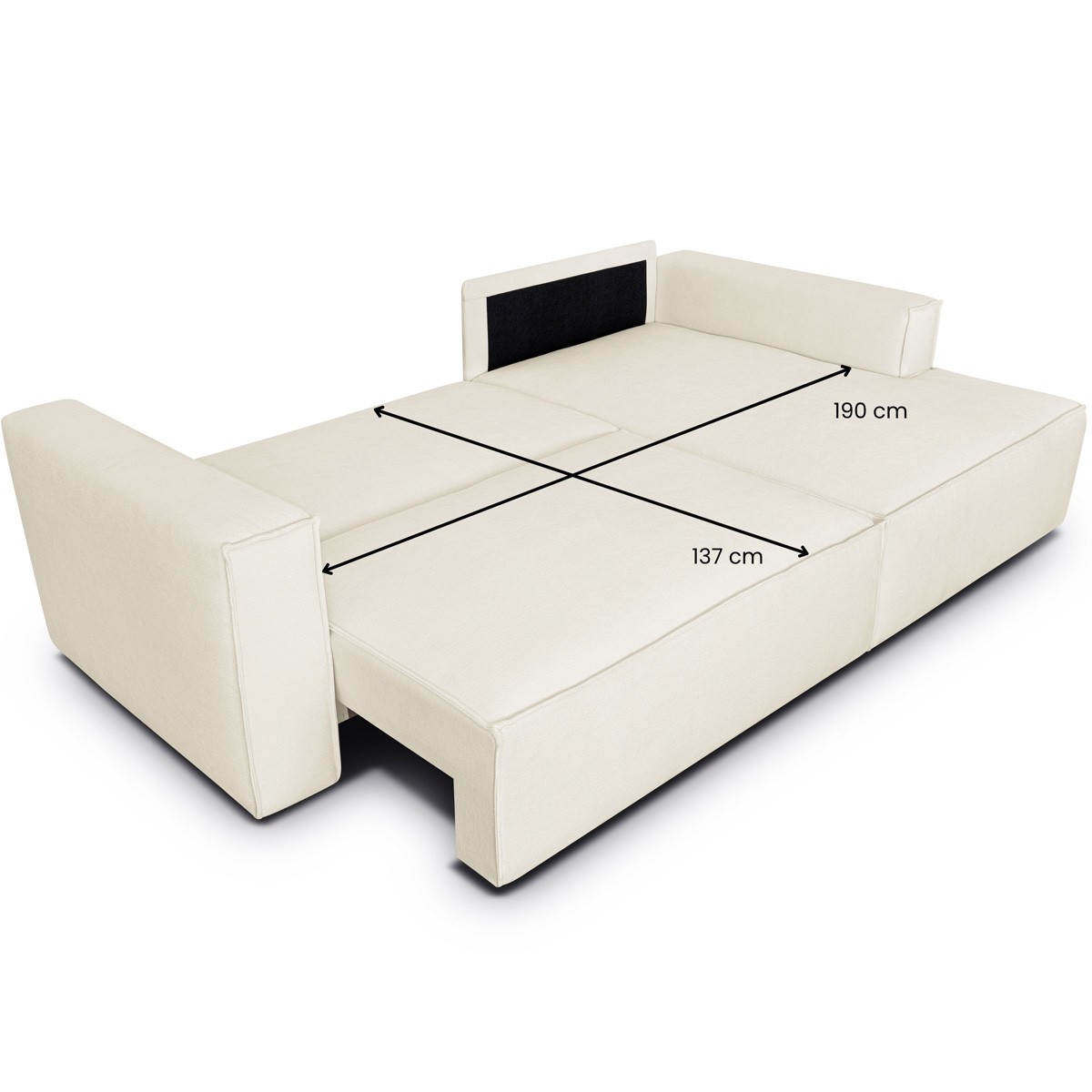 Canapé d'angle à droite convertible 3 places en tissu chenille - ASTI beige, HOMIFAB