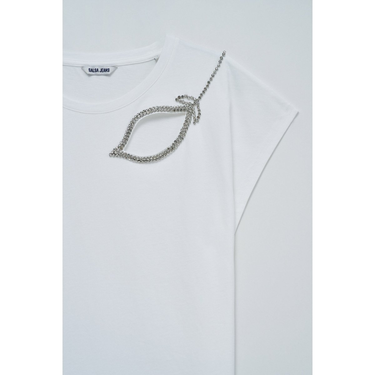T-SHIRT AVEC DÉCOUPE SUR LA POITRINE blanc, SALSA JEANS