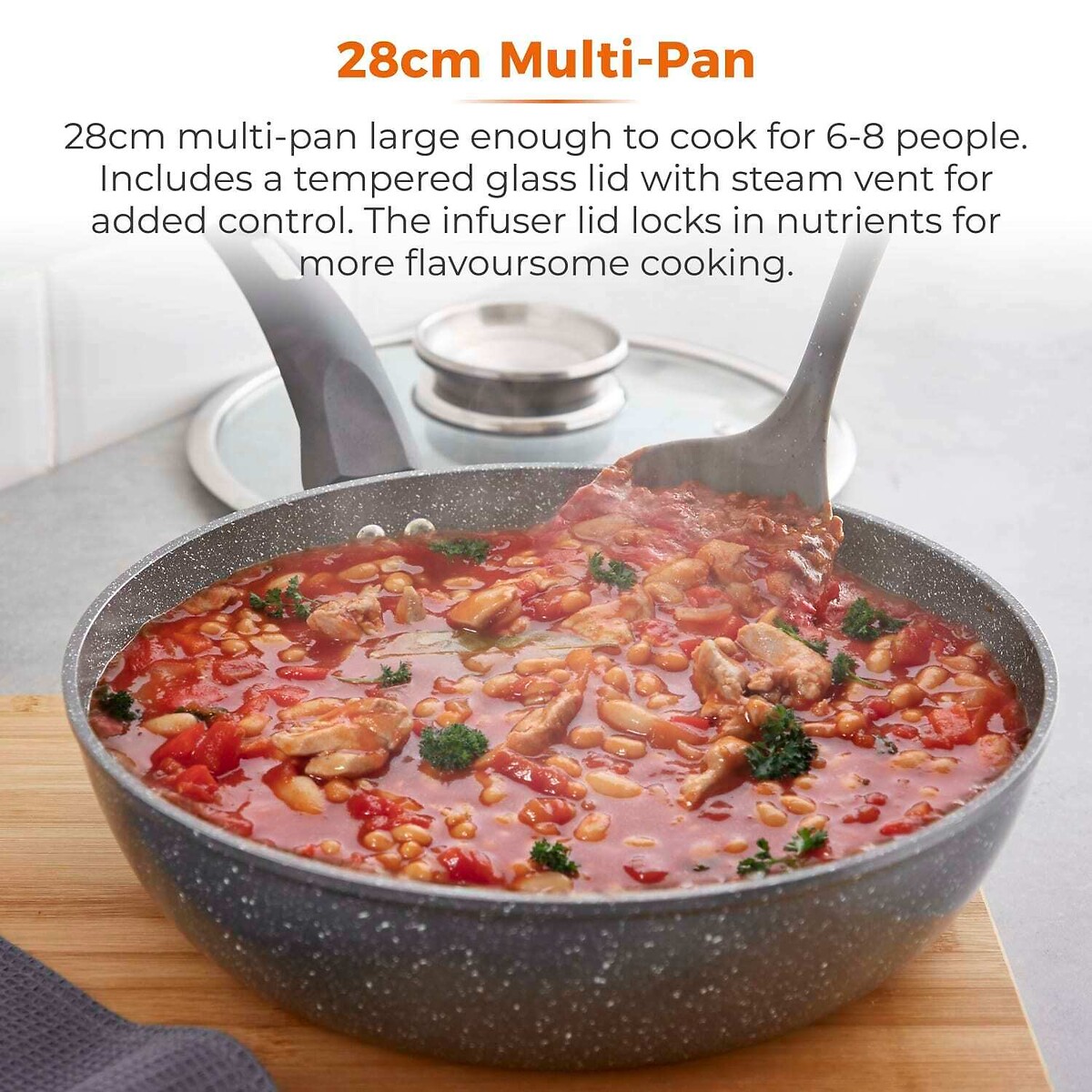 28cm Cerastone Forged Multi-Pan with grey, TOWER