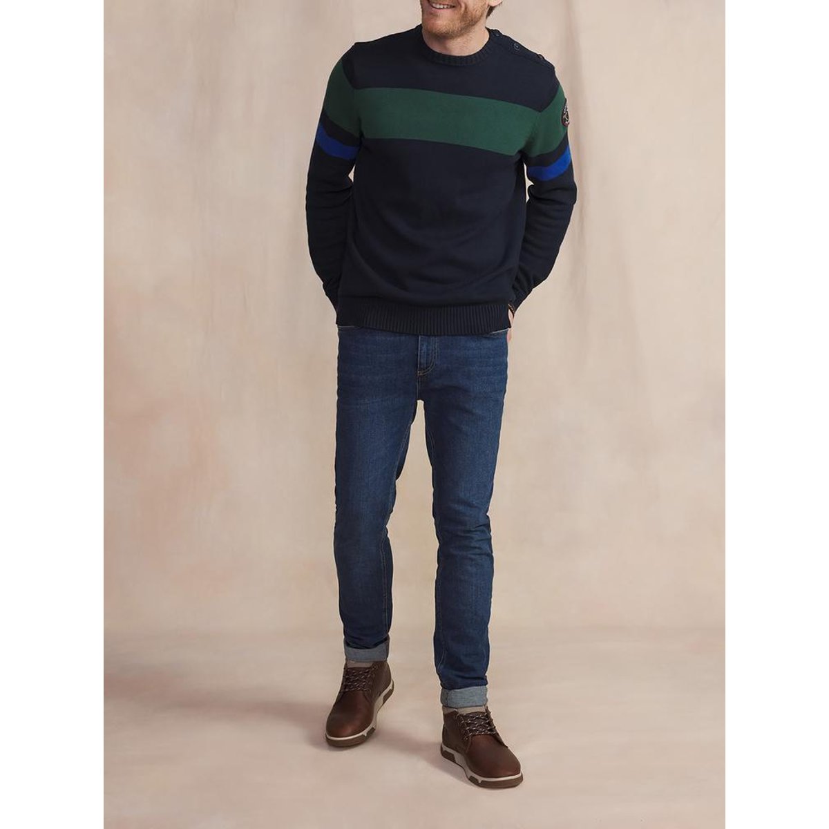 Pull encolure ronde NOVAKRON marine, TBS