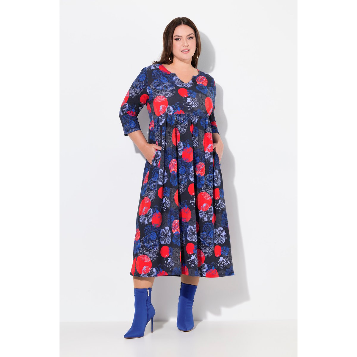 Robe en jersey coupe évasée, avec poches noir, ULLA POPKEN