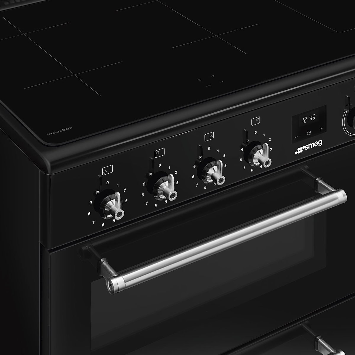 Piano de cuisson induction 4 feux 90 cm noir brillant, SMEG