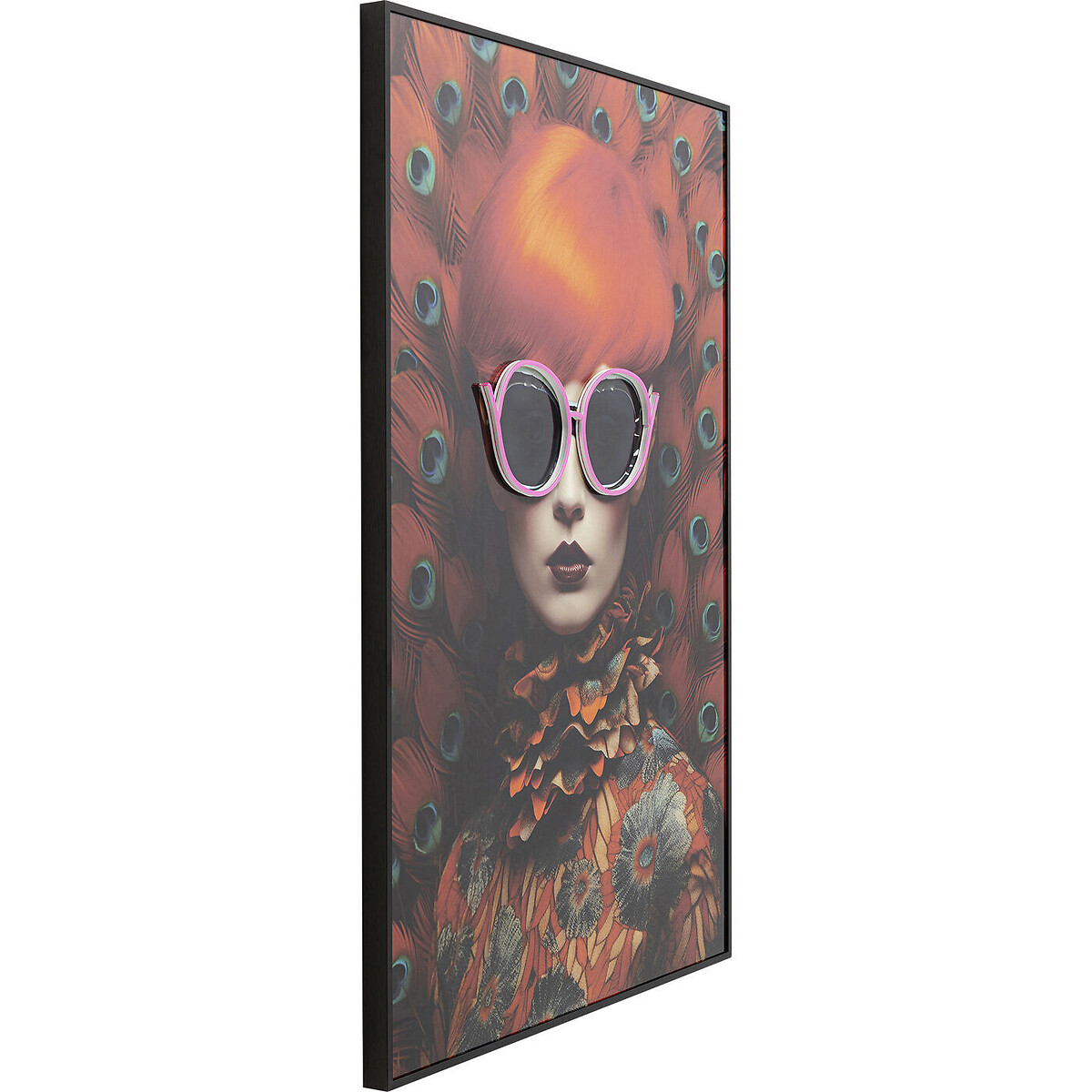 Tableau encadré LED Fancy rouge Lady 75x55cm multicolore, KARE DESIGN