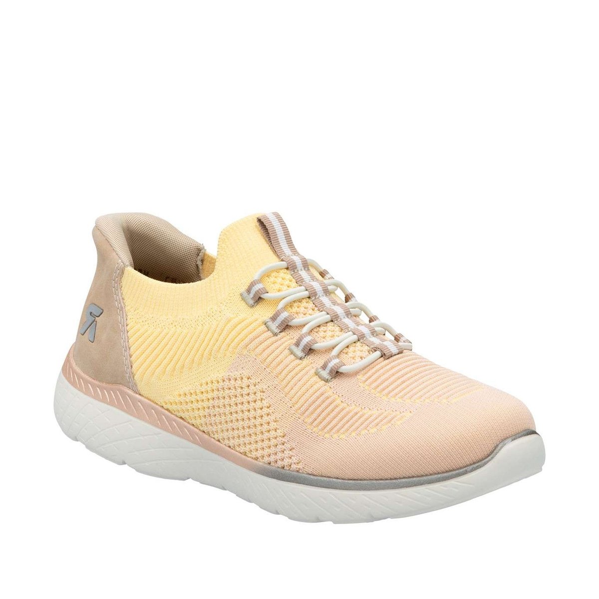 Baskets running jaune à talon plat avec une fermeture slip-on jaune, RIEKER