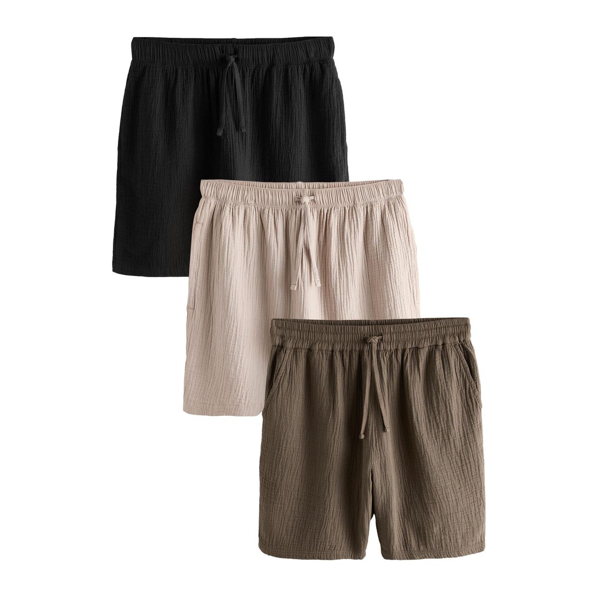 Short en étamine, lot de 3 naturel, NEXT