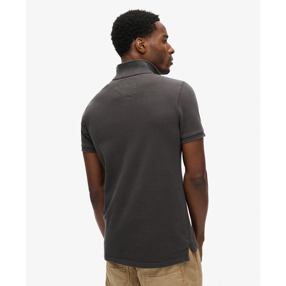 Polo Vintage Athletic noir délavé, SUPERDRY