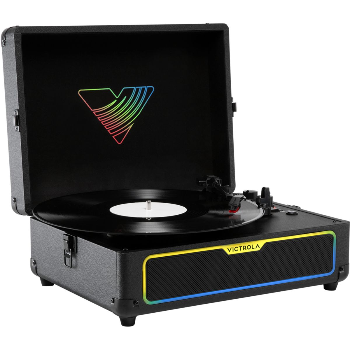 Platine vinyle GLOW FORMAT VALISE AVEC LEDS RGB couleur unique, VICTROLA
