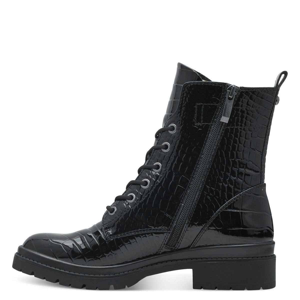 Bottine à talon noir croco, TAMARIS