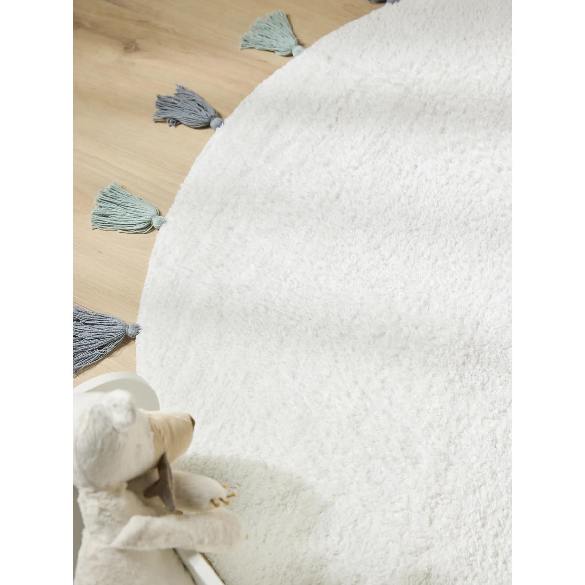 Tapis lavables pour enfants rond tufté main MALU bleu, BENUTA