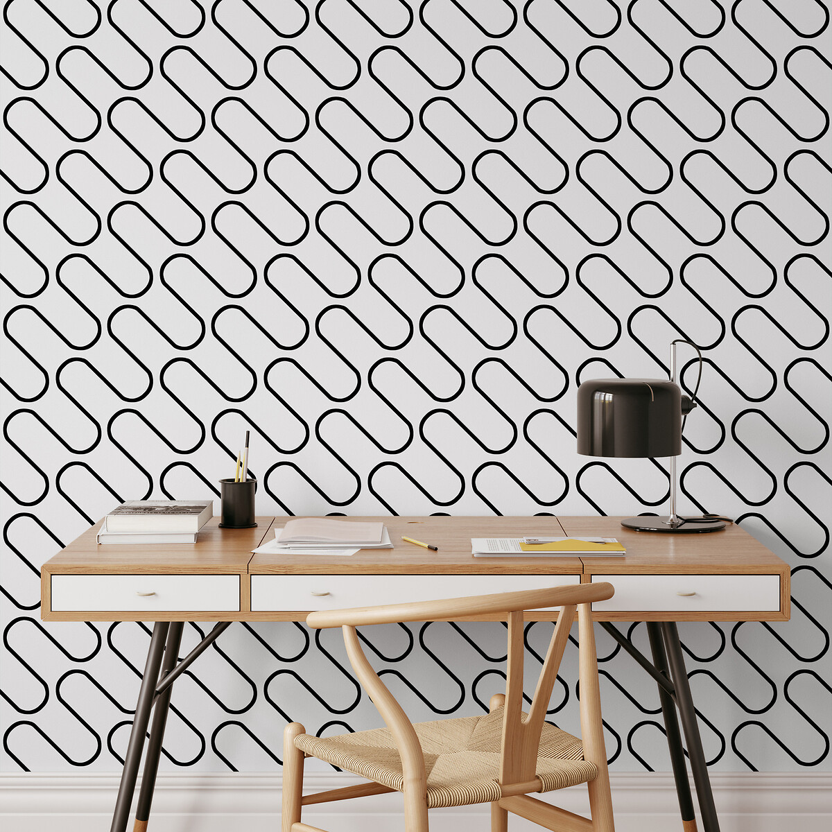 Linear Curve Geometric Black Wallpaper black, CATHERINE LANSFIELD