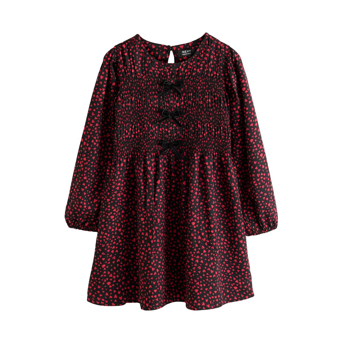 Robe à manches longues et nœud cœur rouge et noir, NEXT