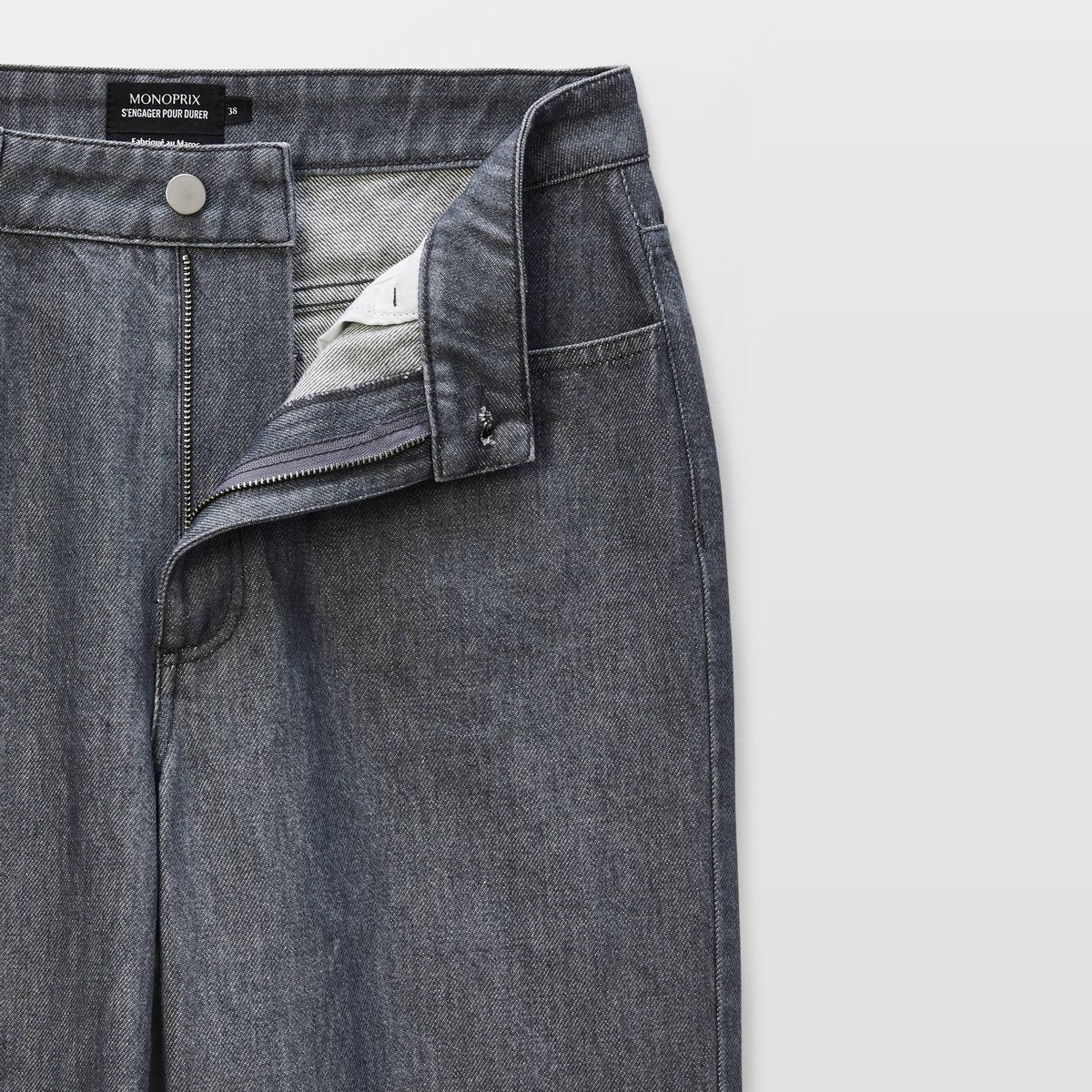 Jean barrel coupe barrel grey denim, MONOPRIX