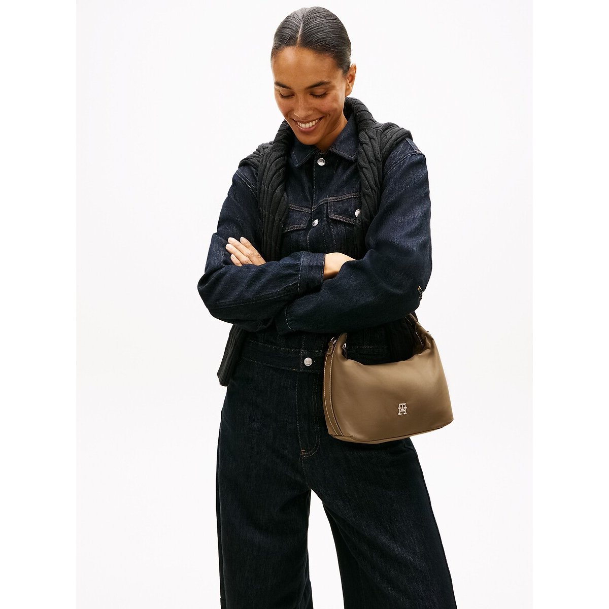 Sac besace, TH GO CROSSOVER taupe, TOMMY HILFIGER