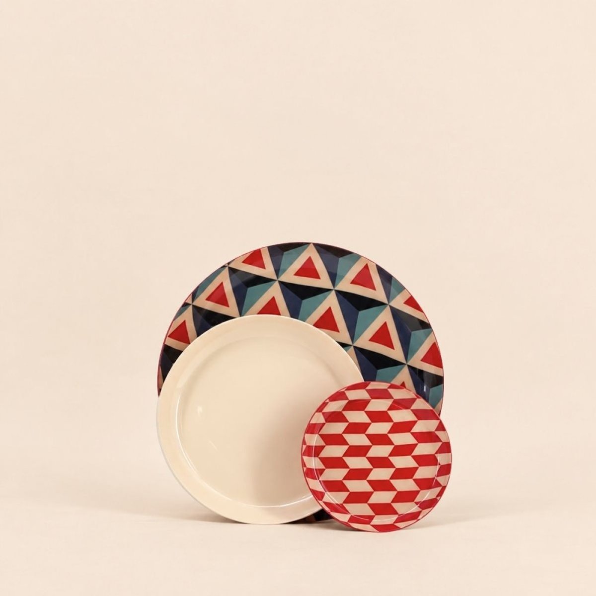 Set de 3 plateaux en métal laqué rouge rouge, BAZAR DE LUXE