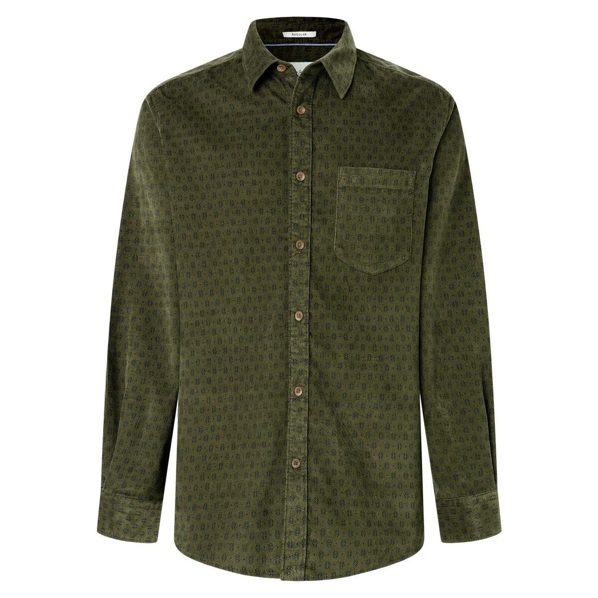 Chemise En Velours Côtelé Imprimée Coupe Regular vert marais, PEPE JEANS