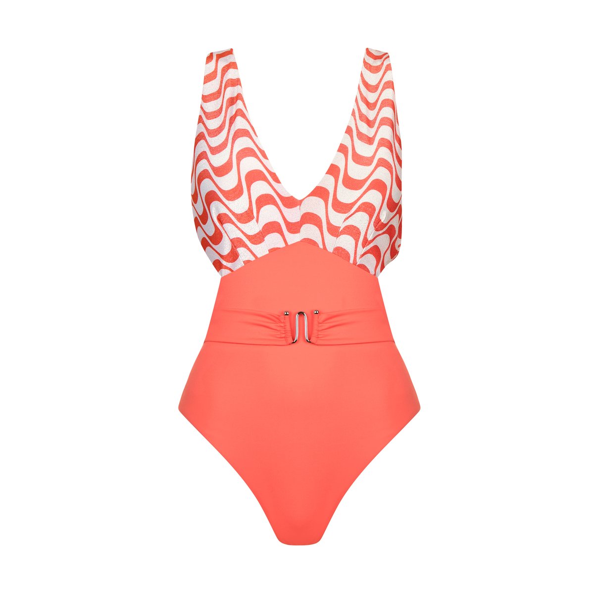Maillot de bain une pièce monokini préformé sans armatures Iceland orange, LISCA
