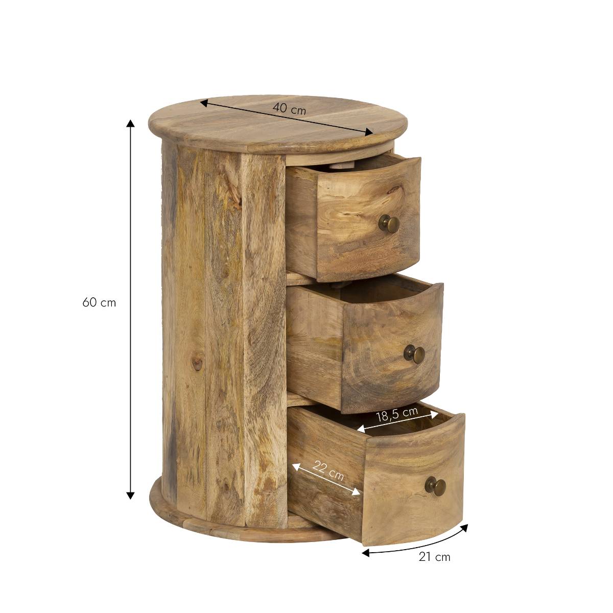 Table de chevet en bois de manguier MAËVA bois clair, MADE IN MEUBLES