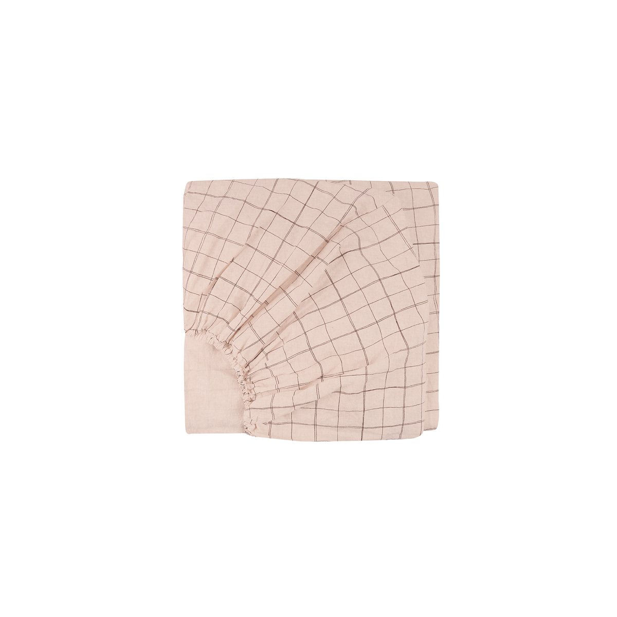 Drap housse bébé en coton bio lavé L1N0 mauve pink grid, NOBODINOZ