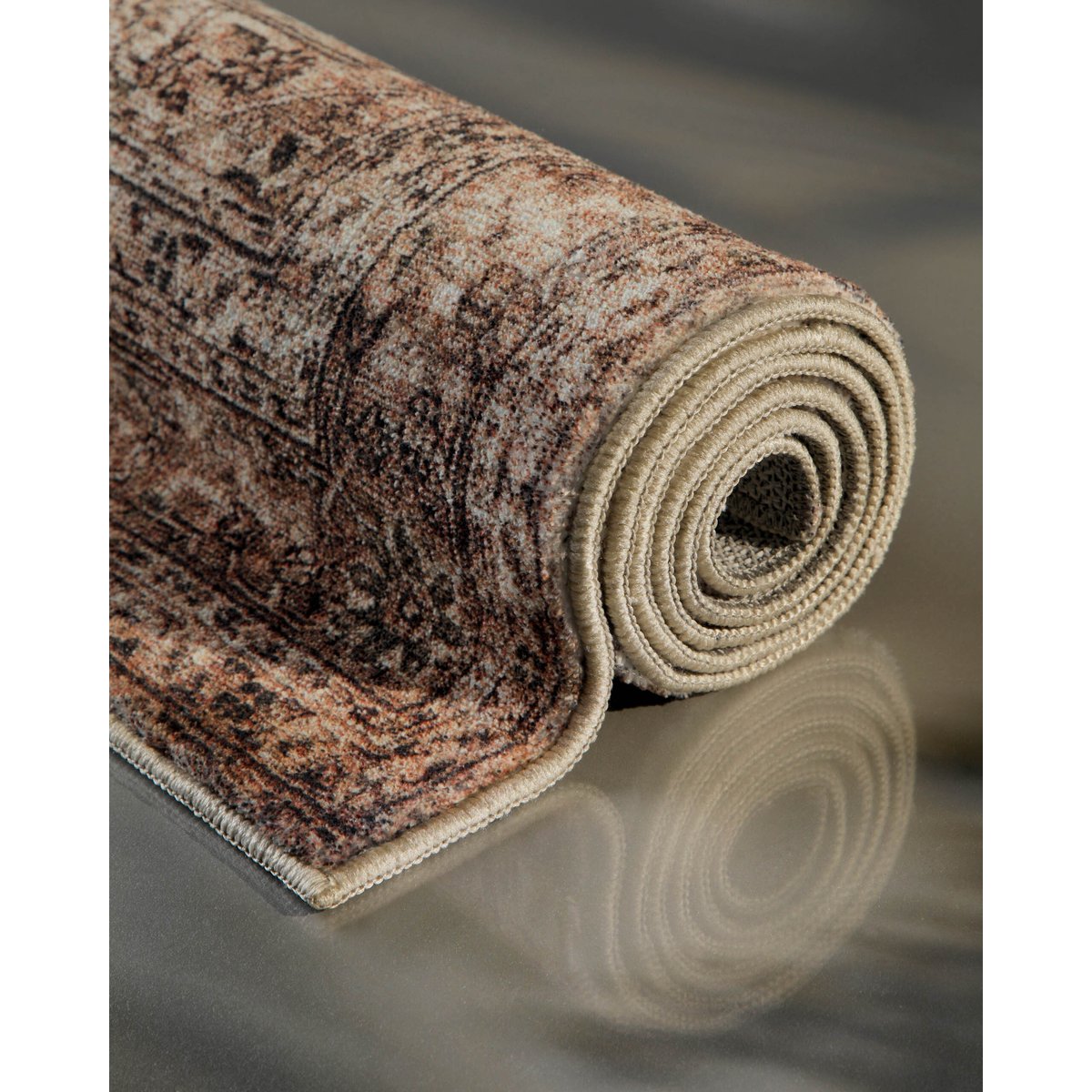 Tapis de bain WECONhome Ralph, design vintage oriental, dos TPE antidérapant, lavable 30 °C, OEKO-TEX® certifié (55 x 65 cm, beige gris) , Ralph beige gris, WECON HOME