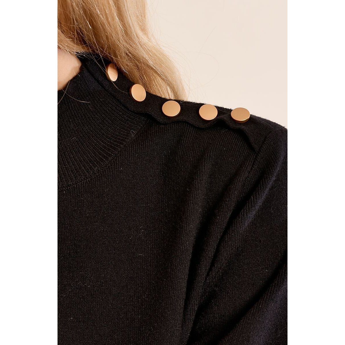 Robe pull en maille à manches ballons noir, MOLLY BRACKEN