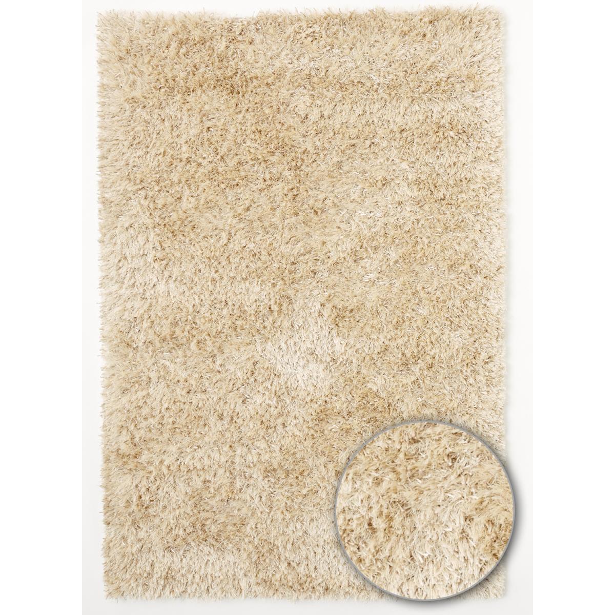 Tapis shaggy fait main motif uni MALAIDORY écru, UN AMOUR DE TAPIS