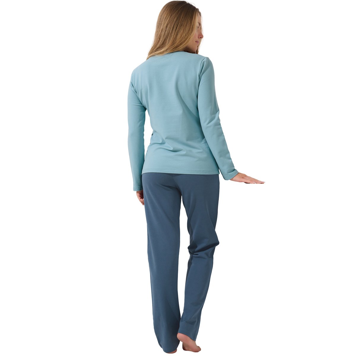 Pyjama pantalon large top manches longues Delightful bleu, LISCA