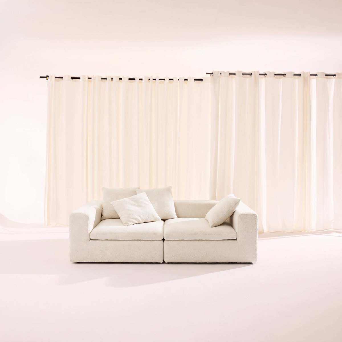 Canapé compressé modulable tissu chenille 3 places MOVI blanc, SWEEEK