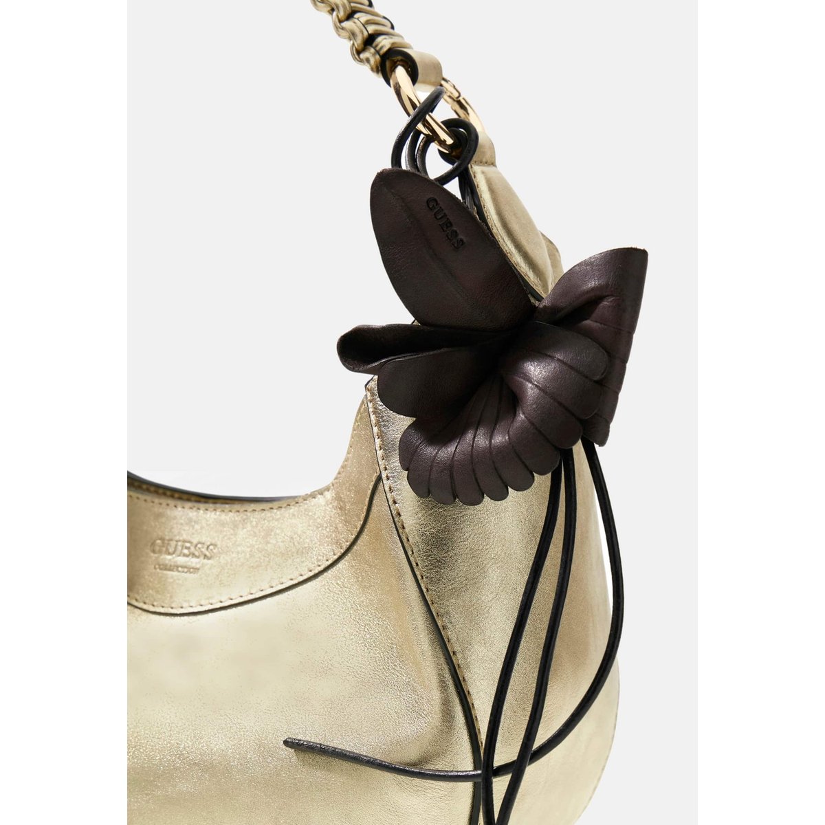 Sac Hobo En Cuir Véritable Nina or, GUESS