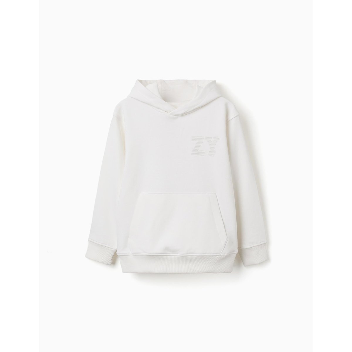 Sweat à capuche avec broderie en bouclettes ZY blanc, ZIPPY