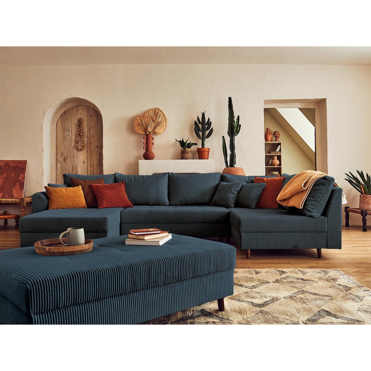 Pouf - RUNE bleu nuit, BEST MOBILIER