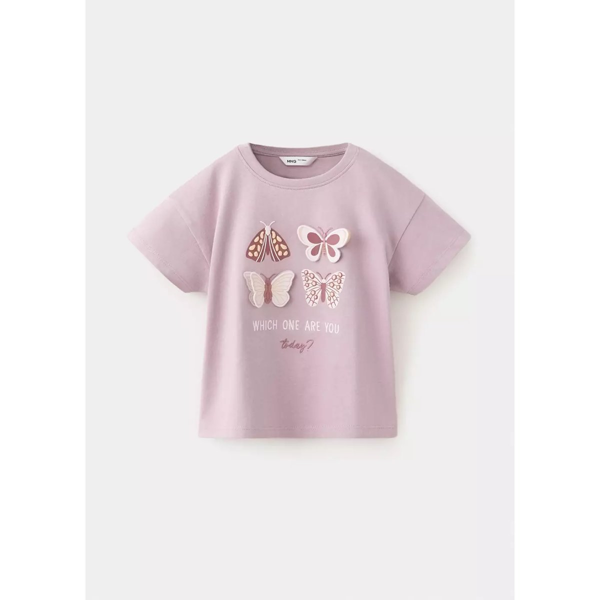 T-shirt coton motif en relief violet clair/pastel, MANGO BABY