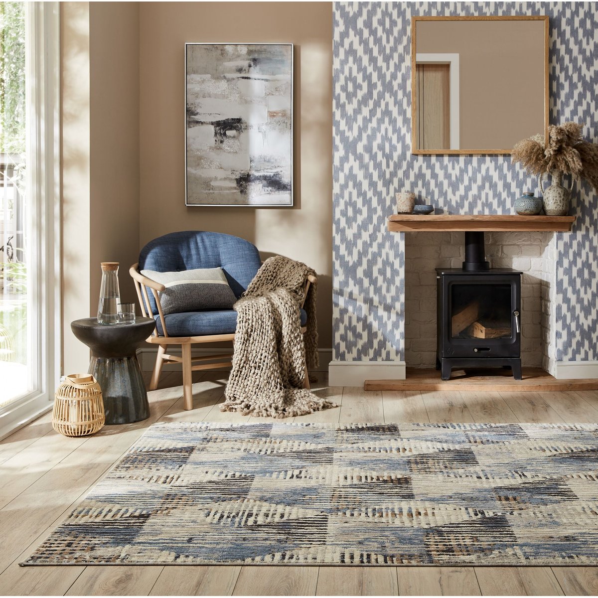 Tapis salon et chambre moderne TALY bleu, NOVATREND