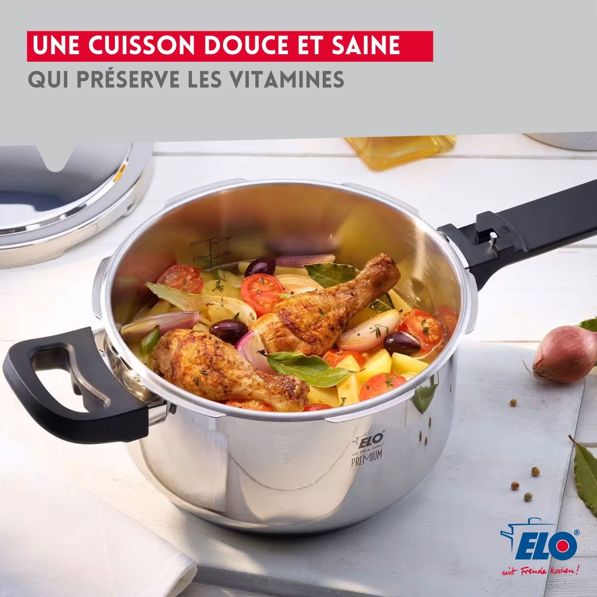 Autocuiseur vapeur 18/10 22 cm 4,5 litres MISTRAL PREMIUM aluminium, ELO