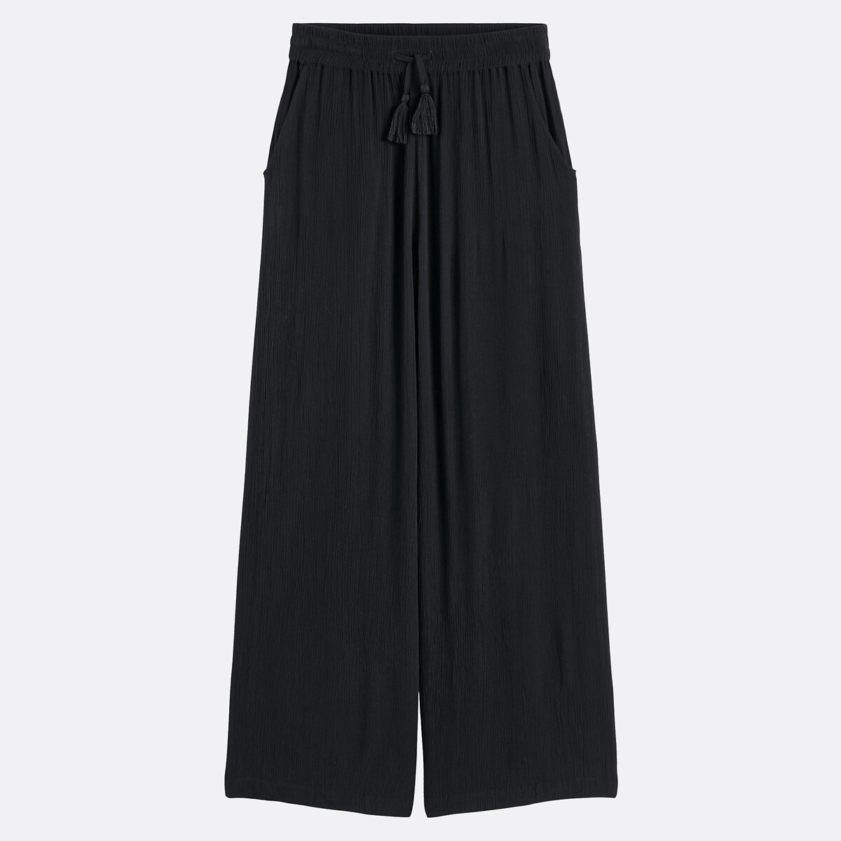 Pantalon large en crêpon noir, ANNE WEYBURN