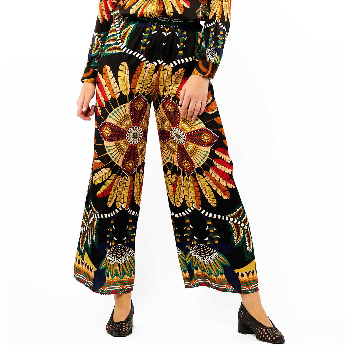 Pantalon droit imprimé ATHENA noir, WILD