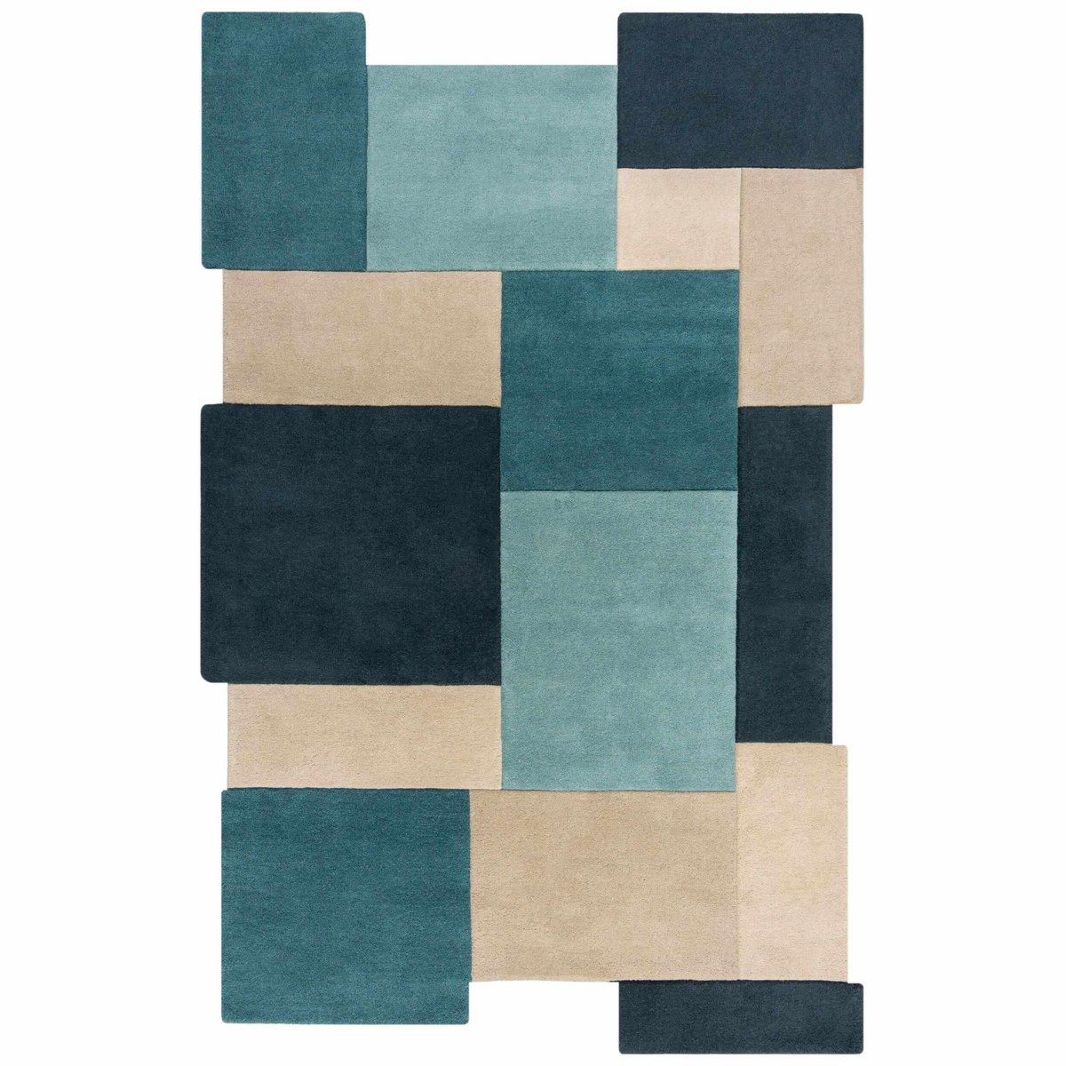 Tapis en laine COLLAGE bleu, FLAIR RUGS