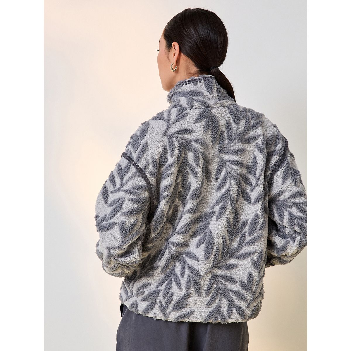 Veste borgana à motif floral zippée gris, NEXT
