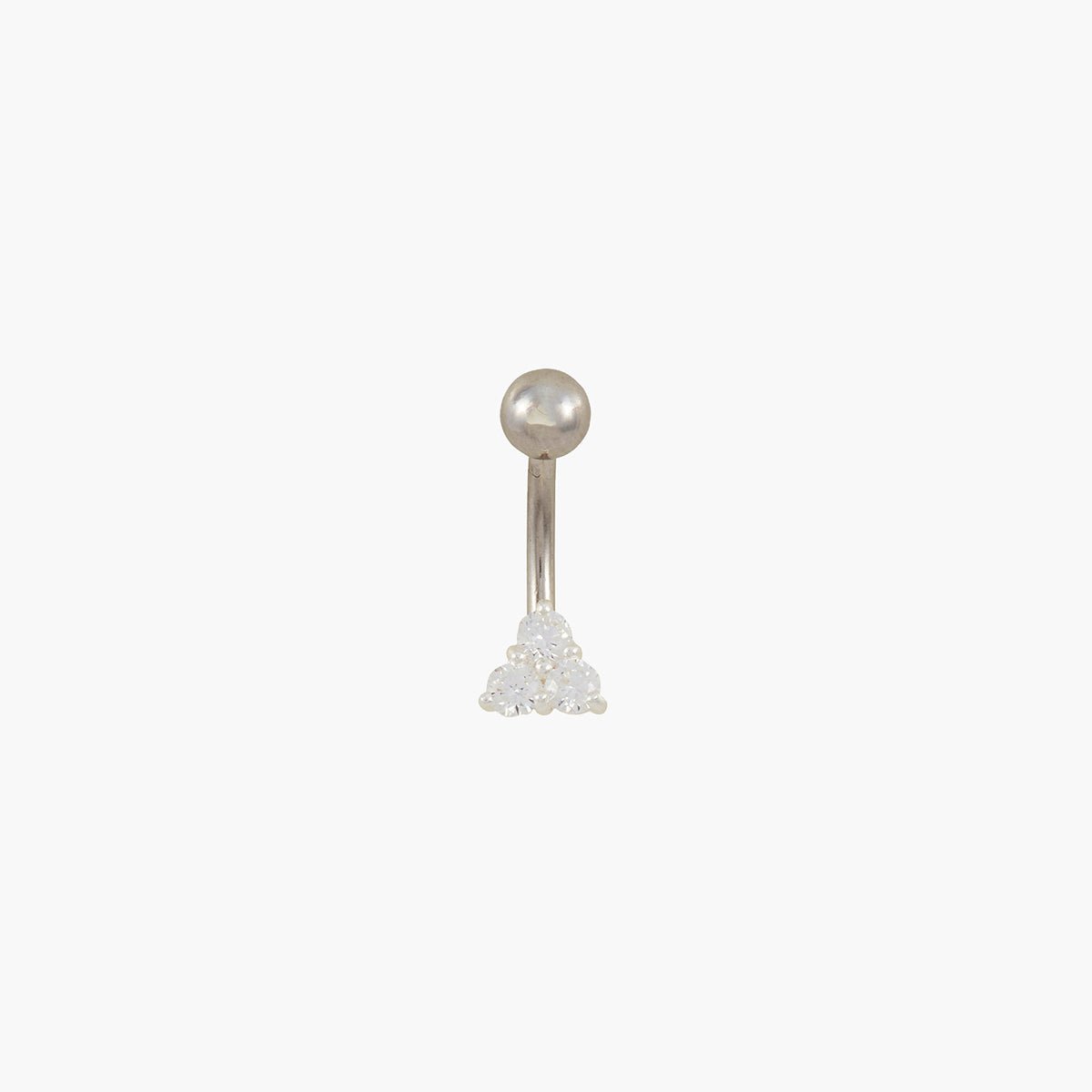 Piercing stud nombril argenté en argent garanti et zirconium argenté, BALABOOSTE
