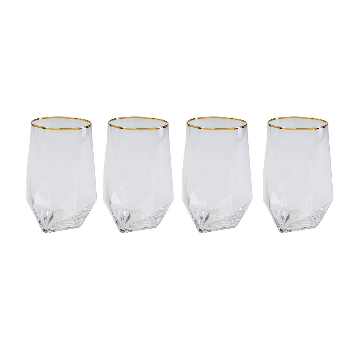 Lot de 4 verres à eau à bordure, DIAMOND or, KARE DESIGN