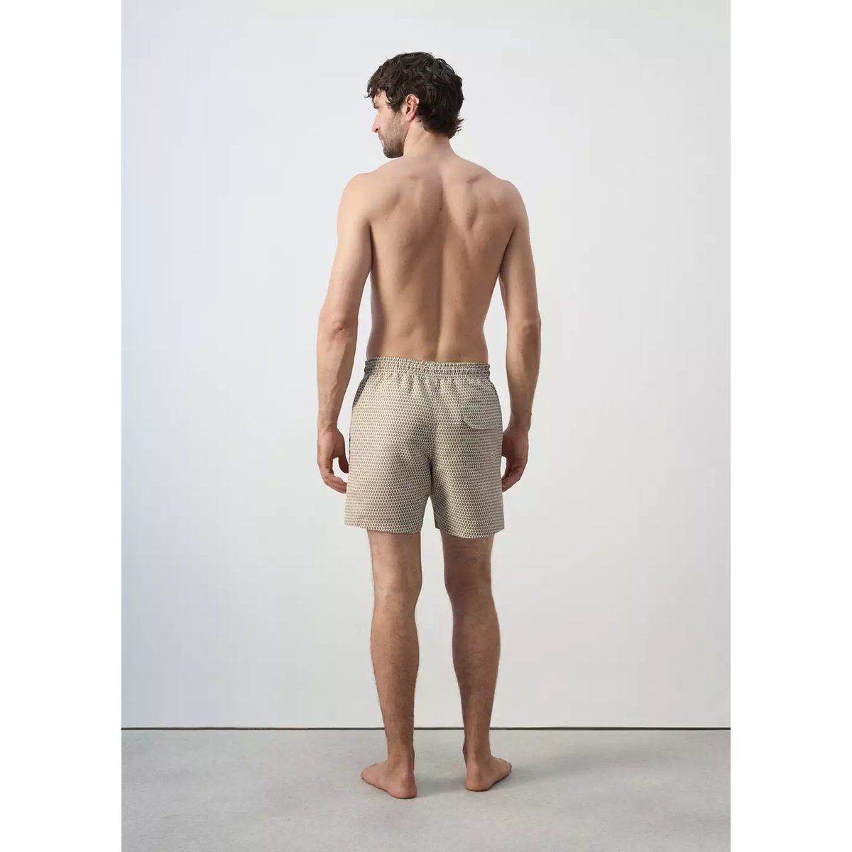 Maillot de bain imprimé géométrique beige, MANGO MAN