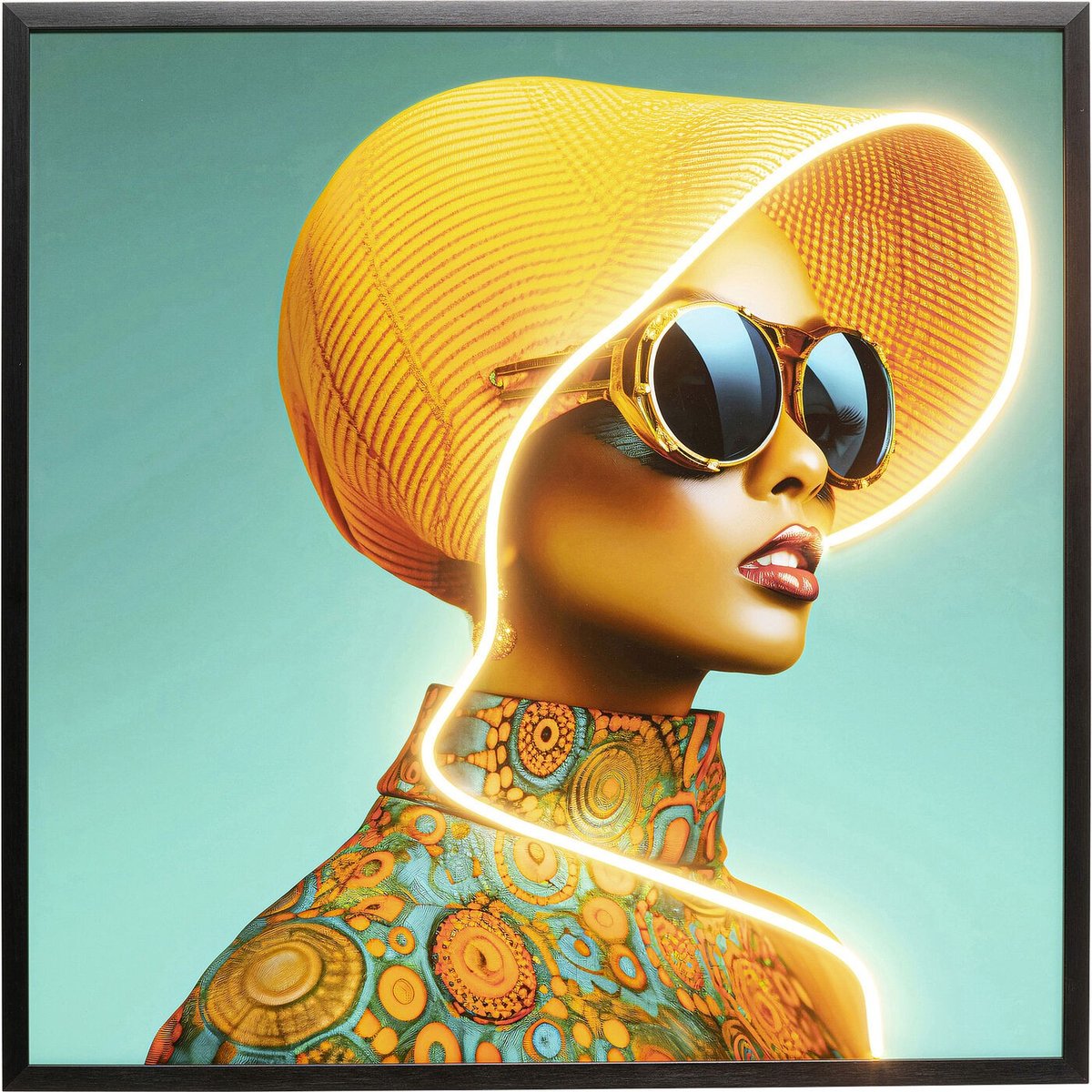 Tableau LED femme chapeau jaune, KARE DESIGN