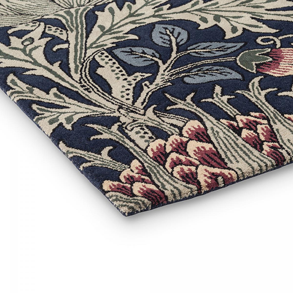 Tapis salon et chambre fait à la main en laine motif floral ARTICHOKE bleu, vert, UN AMOUR DE TAPIS