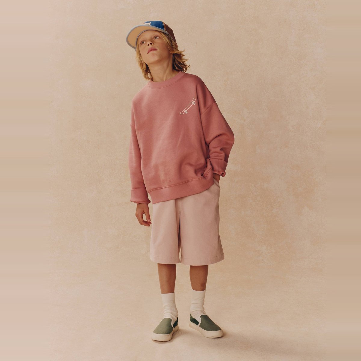 Short élastiqué en velours côtelé uni en coton buvard, MONOPRIX